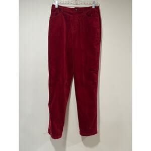 Sigrid Olsen Merlot Red Cotton Velour Jeans w Stretch Straight Fit Size 6 JL
